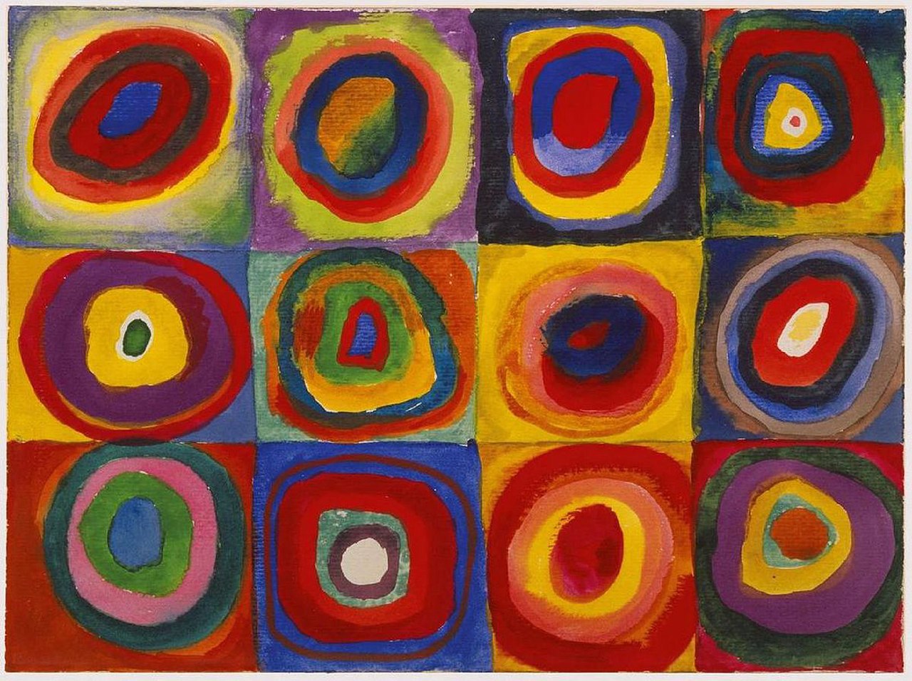 «Cuadrados con círculos concéntricos» de Wassily Kandinsky (1913): color y vibración